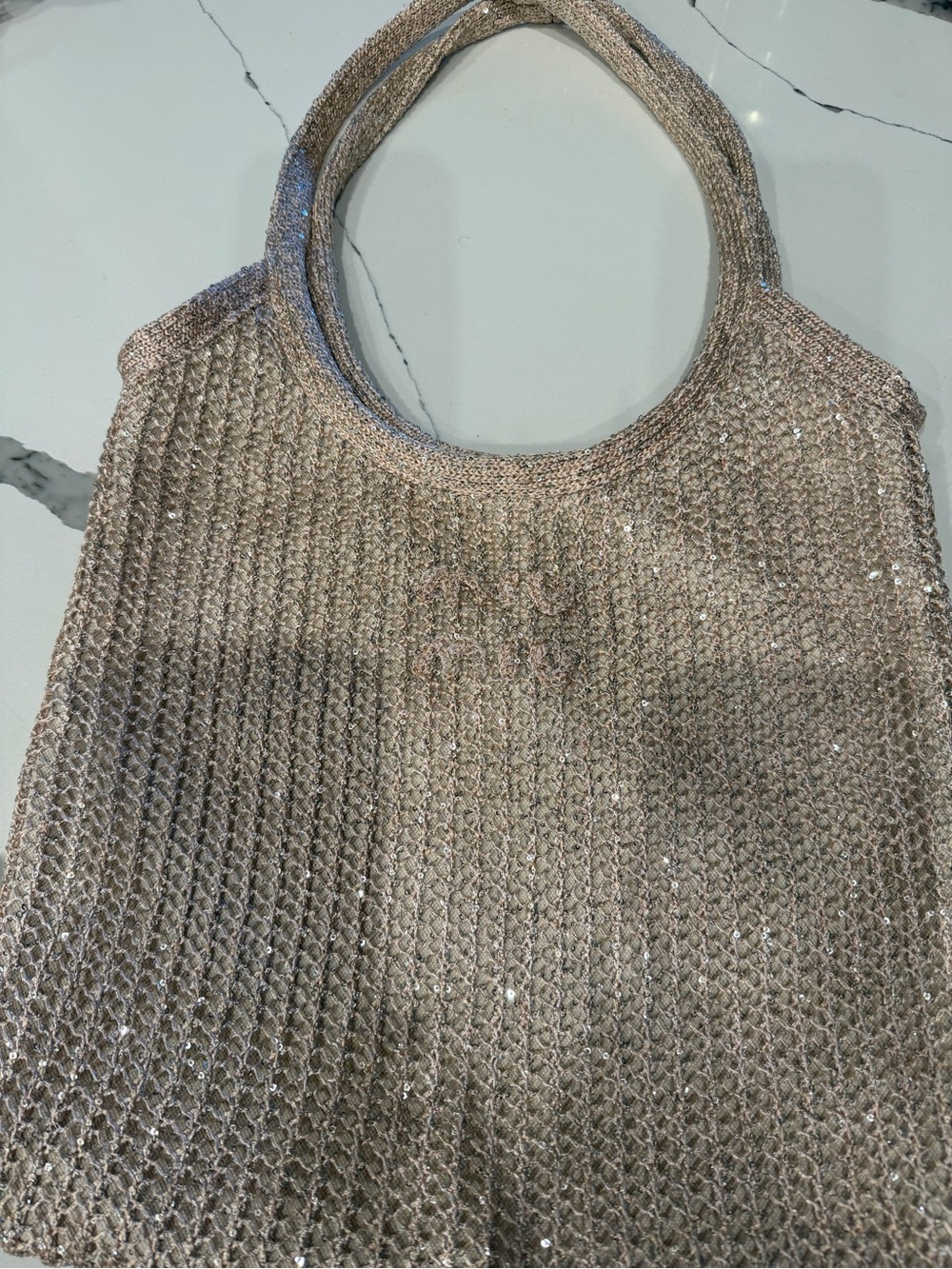 Metallic pink Ivy Crochet sequin Tote Bag . Perfect for the pool days